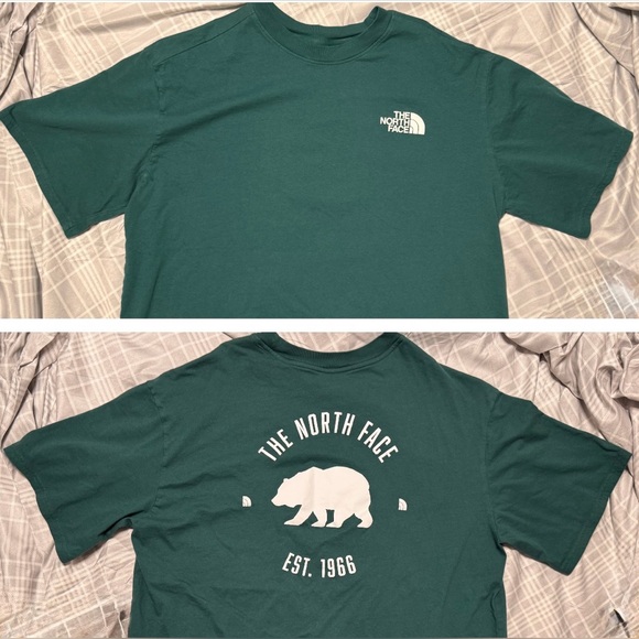 Like New Women’s The North Face Green and White Logo Crew neck T Shirt - Picture 2 of 5